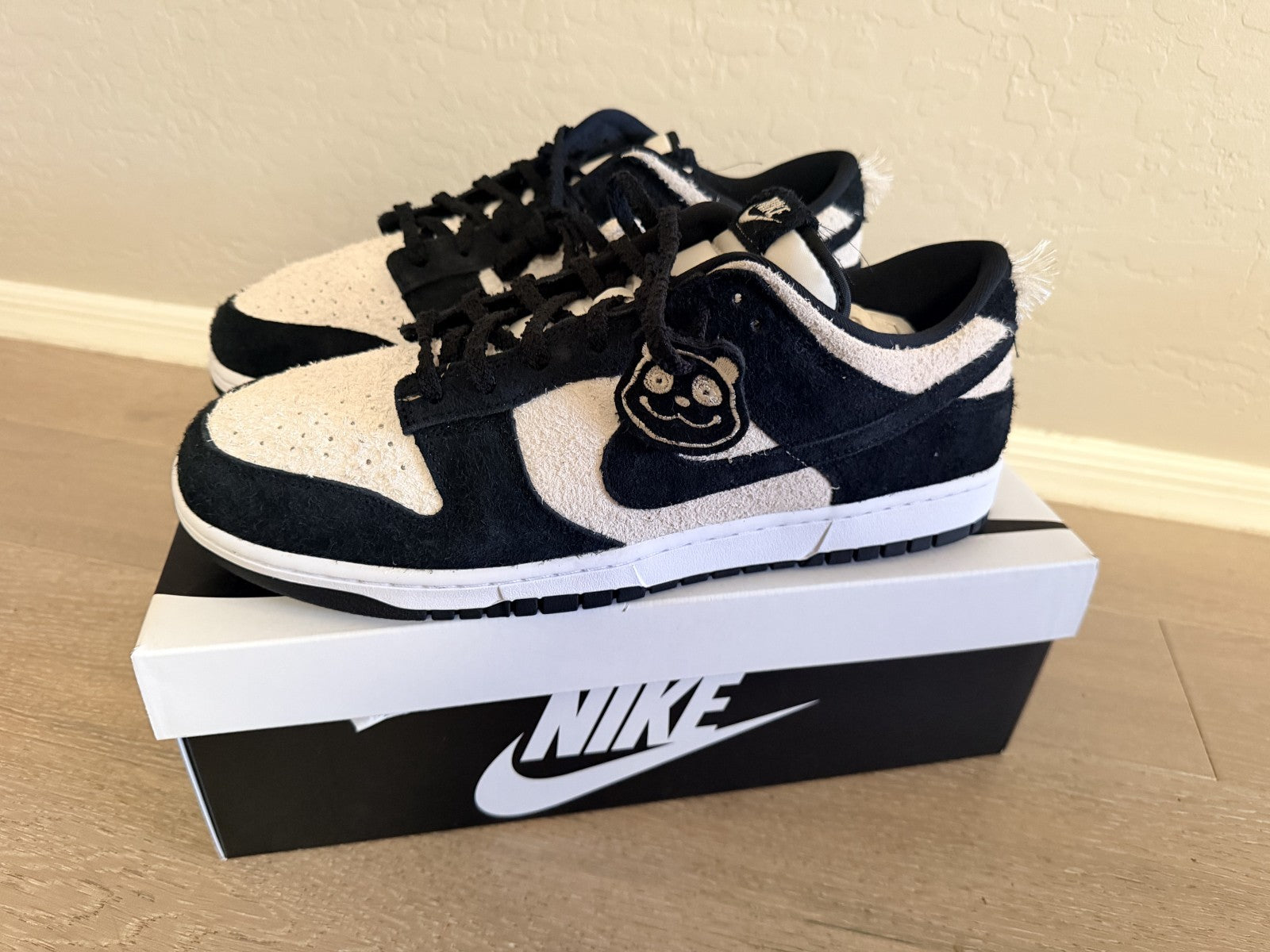 Size 15 - Nike Dunk SE Low Panda-Monium Pack - Black Suede