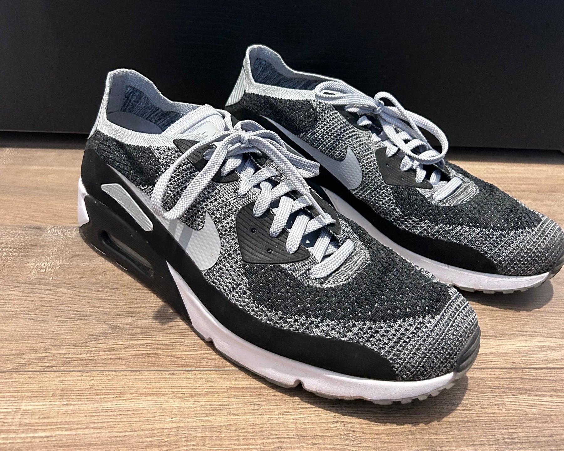 Nike Air Max 90 Ultra 2.0 Flyknit - Black Wolf Grey Size 15